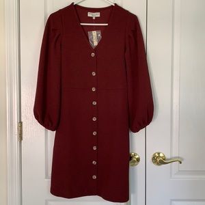 Texture & Thread Crepe Balloon-Sleeve Dress